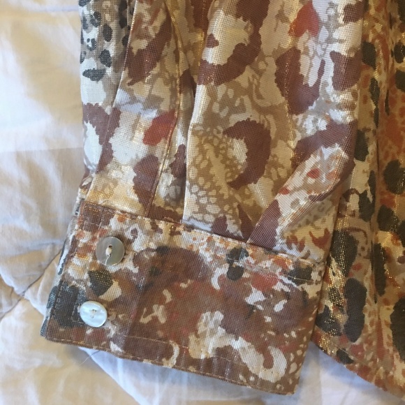 Ruby Rd. Metallic Leopard Print Button Down Shirt - Picture 5 of 6